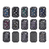 Octagon Shape Hematite Plated High-Quality Sew-on Alloy Charms Inlaid Cubic Zirconia WholesaleRhinestone